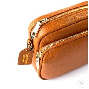 Pompom London Crossbody Leather Bag in Tan